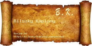 Bilszky Kaplony névjegykártya